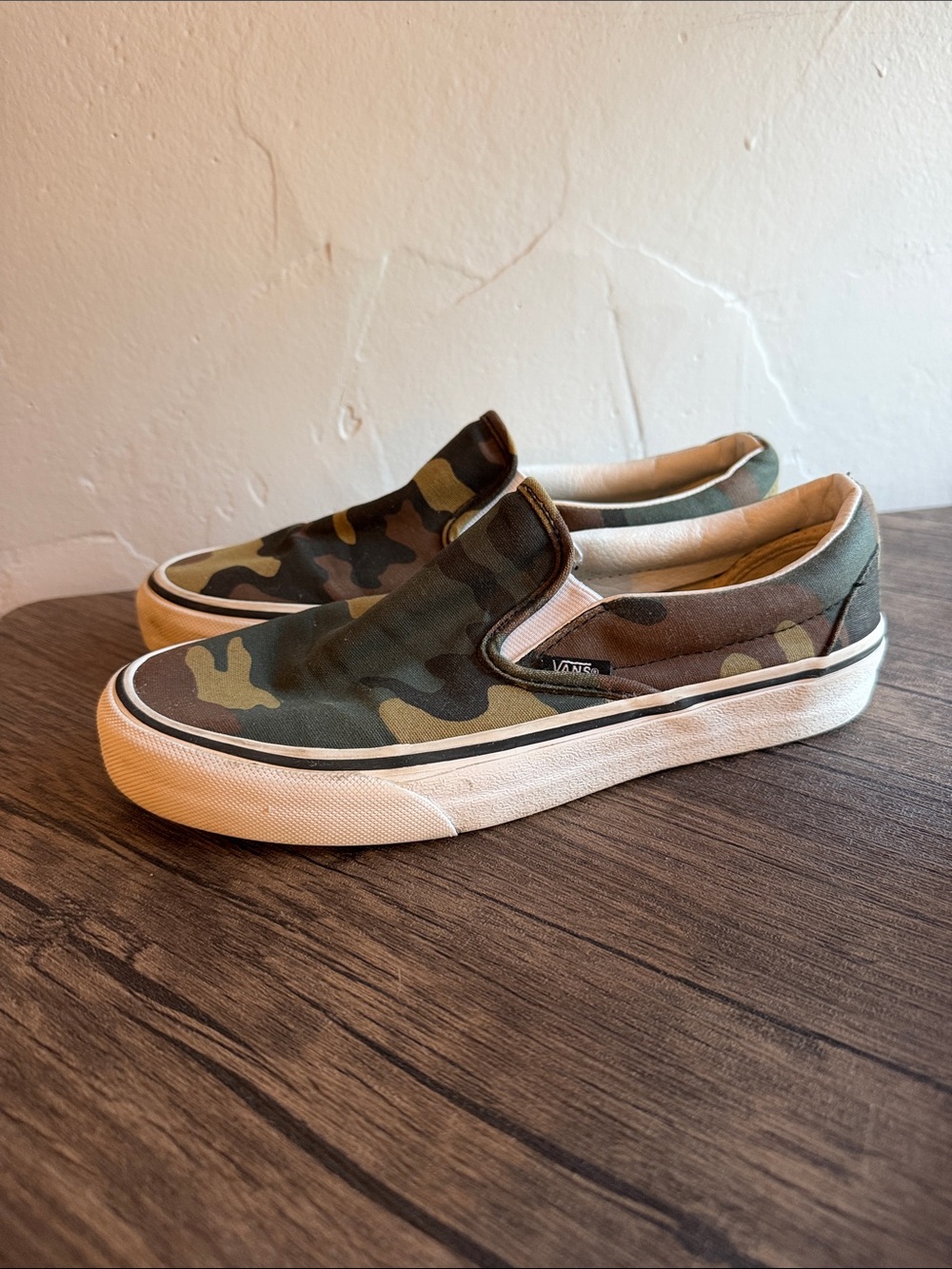 Vans Slip-On Canvas Loafers in Green Camo